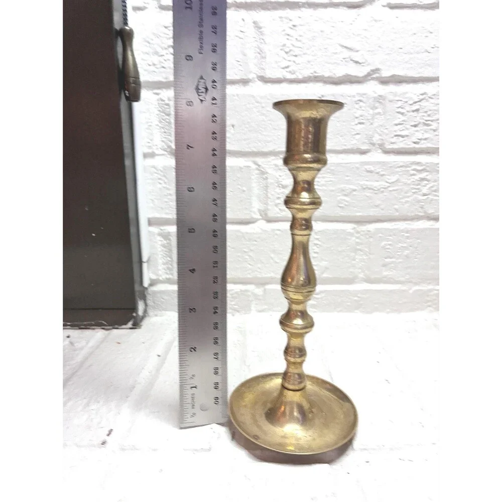 Vintage Solid Brass Baluster Taper Candlestick Holder Made in Japan - 8 Inch